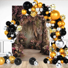 Lofaris Romantic Indoor Floral Backdrop Hanging Wisteria and Classical Pillars for Bridal Portrait