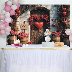 Lofaris Romantic Red Roses Valentines Day Backdrop with Heart Balloons Love Sign Sweet Teddy Bear Photo Background for Event Decor