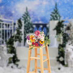 Lofaris Romantic Starry Sky Fence Teddy Bear Photo Backdrop
