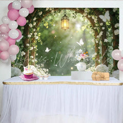 Lofaris Romantic White Floral Arch Photography Backdrop with Lantern Elegant Garden Background for Wedding and Studio Photoshoot