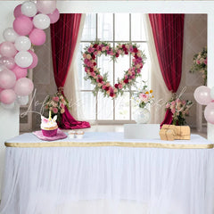 Lofaris Romantischer Herz-Blumen-Fotohintergrund Fensterkulisse für Hochzeiten Valentinstag und Verlobungen