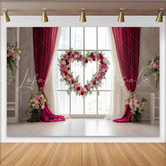 Lofaris Romantischer Herz-Blumen-Fotohintergrund Fensterkulisse für Hochzeiten Valentinstag und Verlobungen
