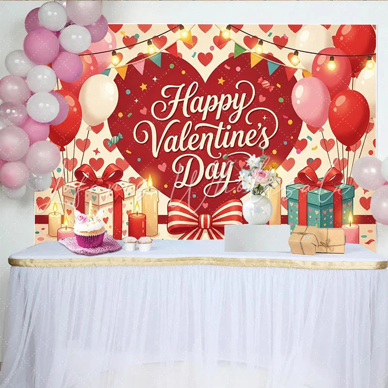 Lofaris Romantischer roter und rosa Valentinstags-Partyhintergrund mit Ballons Geschenken und Kerzen für Paare und Verliebte