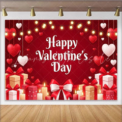 Lofaris Romantischer roter Valentinstags-Hintergrund mit Herzen Geschenken und Kerzen festliche Fotokulisse für Paare