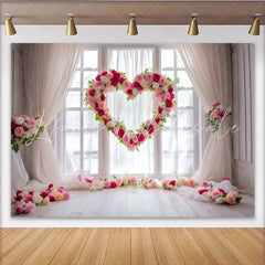Lofaris Rosa Rot Weiß Herz Blumen Fotohintergrund Romantisch Elegant für Hochzeit Valentinstag Brautparty