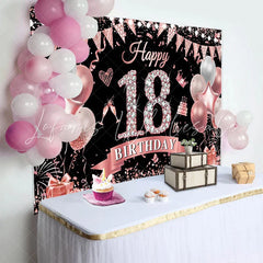 Lofaris Rose Gold 18th Birthday Backdrop Diamond Numbers and Pink Balloon Background Milestone Anniversary Decor