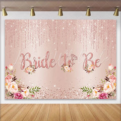 Lofaris Rose Gold Bride to Be Backdrop Pink Floral and Glitter Diamond Ring Background for Bridal Shower