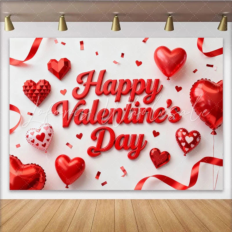 Lofaris Rote Herzen Ballons Bänder Konfetti Valentinstag Hintergrund für romantische Feiern und Paare Fotostudio-Requisiten