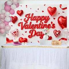 Lofaris Rote Herzen Ballons Bänder Konfetti Valentinstag Hintergrund für romantische Feiern und Paare Fotostudio-Requisiten