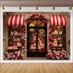 Lofaris Rote Rosen Rosa Blumen Kuchen Schaufenster Partyhintergrund für Hochzeit Valentinstag und Jubiläum