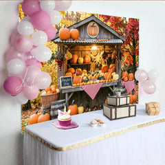 Lofaris Rustic Autumn Pumpkin Patch Backdrop with Fall Leaves and Pumpkins Charming Harvest Festival Background for Photoshoot Decor