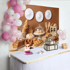Lofaris Rustic Bakery Photography Backdrop with Fresh Bread and Pastries Studio Background for Food Photography and Kitchen Decor