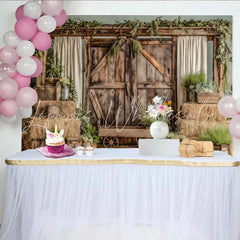 Lofaris Rustic Barn Photography Backdrop with Hay Bales and Greenery Charming Farmhouse Background for Studio Photoshoot