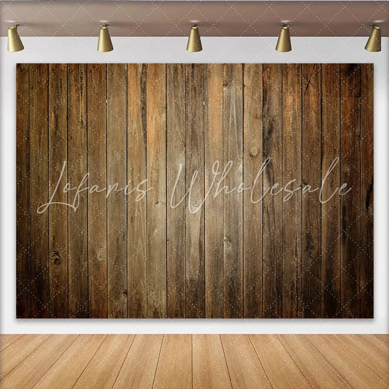 Lofaris Rustic Brown Wood Plank Party Backdrop Vintage Weathered Wooden Texture for Events