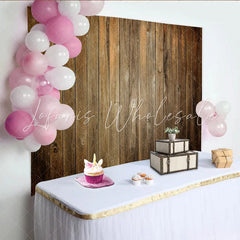 Lofaris Rustic Brown Wood Plank Party Backdrop Vintage Weathered Wooden Texture for Events