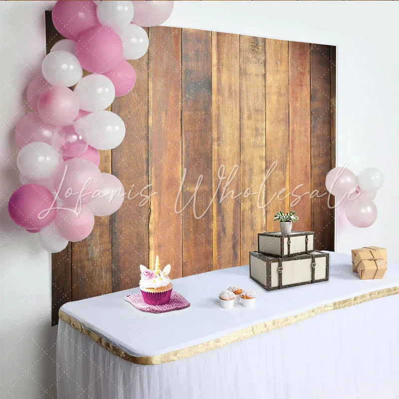 Lofaris Rustic Brown Wood Planks Photography Backdrop Vintage Wooden Board Texture Background for Portrait Studio