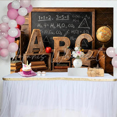 Lofaris Rustic Classroom Photography Backdrop with Blackboard and ABC Letters Vintage School Background for Back to School Photoshoot
