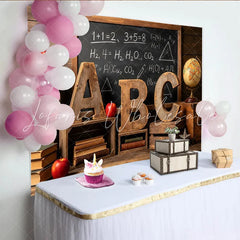 Lofaris Rustic Classroom Photography Backdrop with Blackboard and ABC Letters Vintage School Background for Back to School Photoshoot