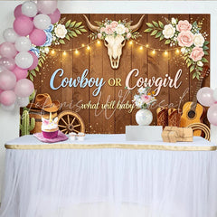 Lofaris Rustic Cowboy or Cowgirl Gender Reveal Baby Shower Backdrop Western Themed Photography Background for Baby Announcement Party