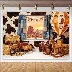 Lofaris Rustic Cowboy Photography Backdrop with Desert Window View Western Themed Background for Kids Birthday Party Photoshoot
