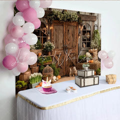 Lofaris Rustic Fall Photography Backdrop with Barn Doors and Pumpkins Autumn Harvest Studio Background for Portraits.
