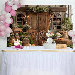 Lofaris Rustic Fall Photography Backdrop with Barn Doors and Pumpkins Autumn Harvest Studio Background for Portraits.