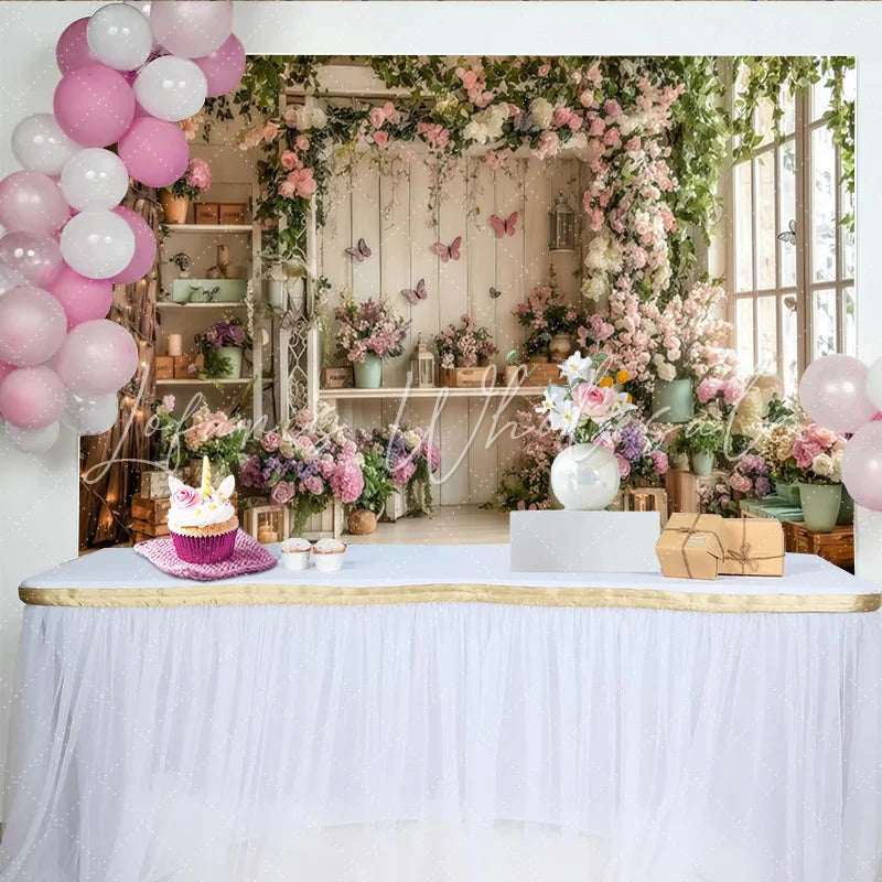 Lofaris Rustic Floral Photography Backdrop with Pink and Purple Flowers and Green Vines Elegant Studio Background for Spring Portraits