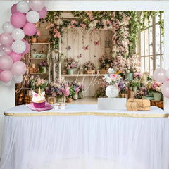 Lofaris Rustic Floral Photography Backdrop with Pink and Purple Flowers and Green Vines Elegant Studio Background for Spring Portraits