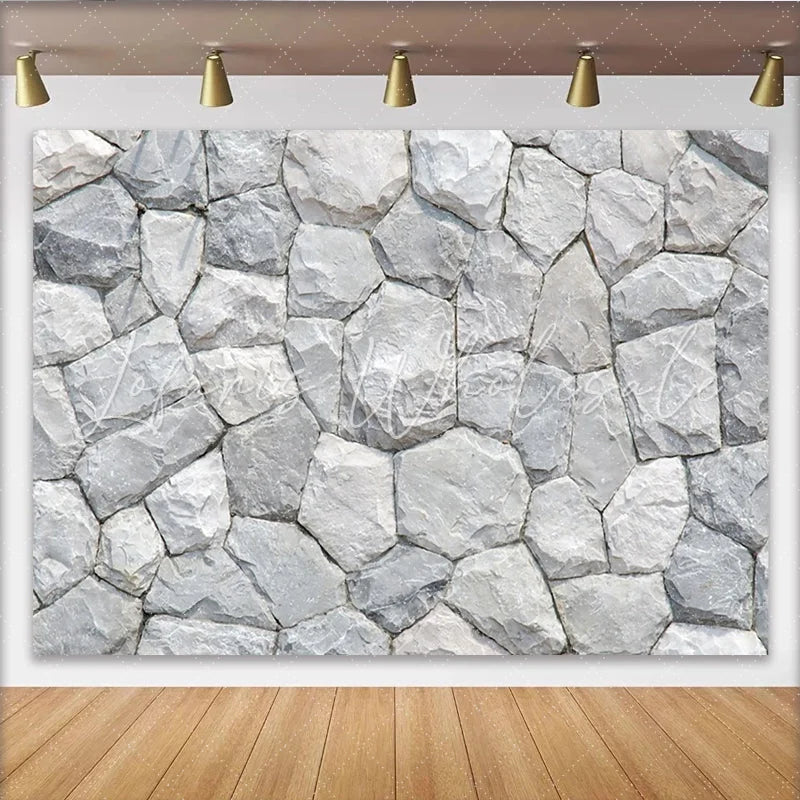 Lofaris Rustic Gray Stone Wall Photography Backdrop Natural Textured Background for Studio Portrait and Event Decor