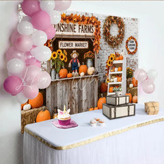 Lofaris Rustic Pumpkin Patch Autumn Backdrop for Thanksgiving Vintage Farmhouse Barn Wood Background for Photo Studio