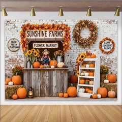 Lofaris Rustic Pumpkin Patch Autumn Backdrop for Thanksgiving Vintage Farmhouse Barn Wood Background for Photo Studio