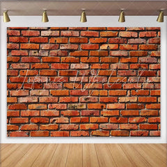Lofaris Rustic Red Brick Wall Party Backdrop Weathered Industrial Texture Photography Background for Events