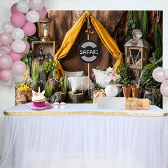 Lofaris Rustic Safari Adventure Tent Birthday Cake Smash Backdrop Wild One Jungle Theme Party Decor