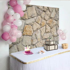 Lofaris Rustic Stone Wall Photography Backdrop with Natural Beige Texture Versatile Photo Background for Studio Portrait
