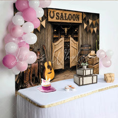 Lofaris Rustic Western Saloon Photography Backdrop with Cowboy Decor Old West Wood Door Background for Studio Photoshoot
