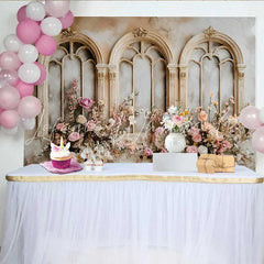 Lofaris Rustic White Arch Floral Backdrop Vintage Rose Wedding Background Bridal Shower Photo Booth Prop