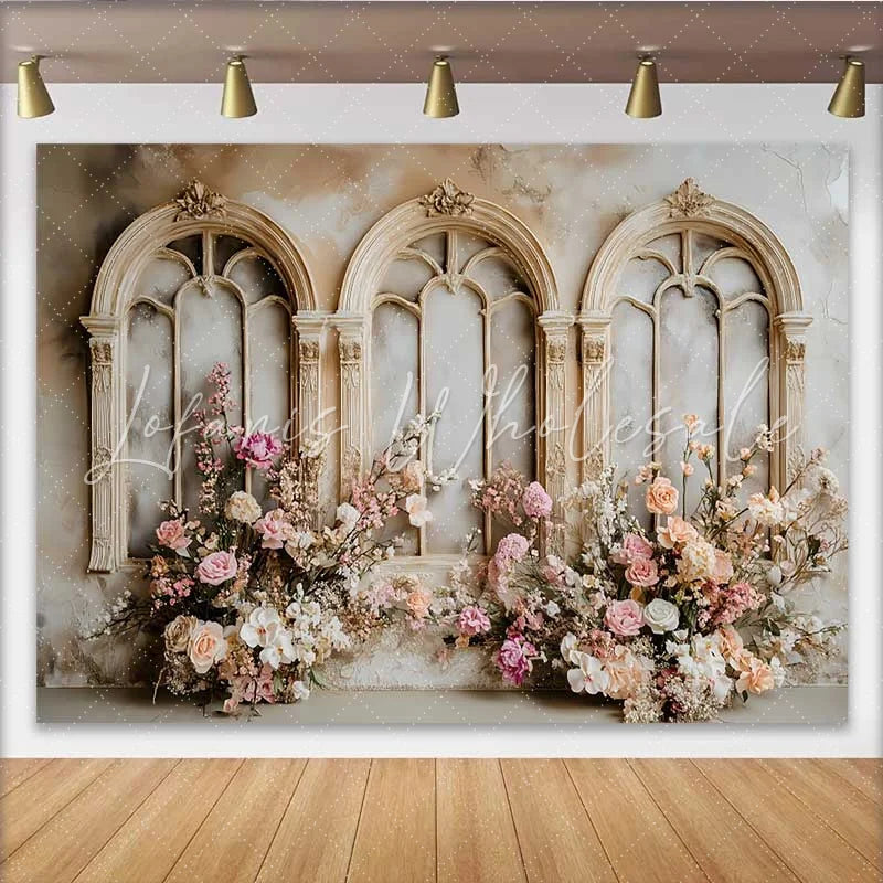 Lofaris Rustic White Arch Floral Backdrop Vintage Rose Wedding Background Bridal Shower Photo Booth Prop