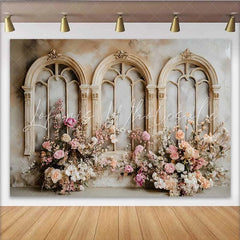 Lofaris Rustic White Arch Floral Backdrop Vintage Rose Wedding Background Bridal Shower Photo Booth Prop