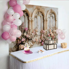 Lofaris Rustic White Arch Floral Backdrop Vintage Rose Wedding Background Bridal Shower Photo Booth Prop