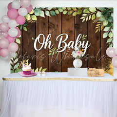 Lofaris Rustic Wood Eucalyptus Oh Baby Shower Backdrop Greenery Foliage Photography Background for Gender Reveal Party Decor