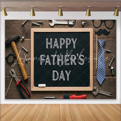 Lofaris Rustic Wood Fathers Day Backdrop with Tools and Mustache Props Chalkboard Background for Celebration Party Decor