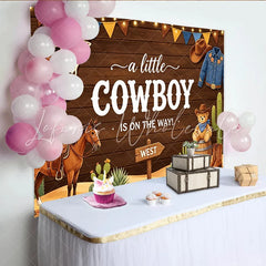 Lofaris Rustic Wood Western Cowboy Baby Shower Backdrop for Boy Cute Teddy Bear and Cactus Photography Background for Party Decor