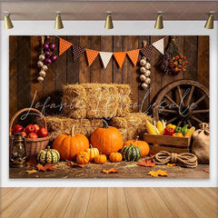Lofaris Rustic Wooden Barn Thanksgiving Harvest Backdrop Autumn Fall Photography Background for Party Decoration