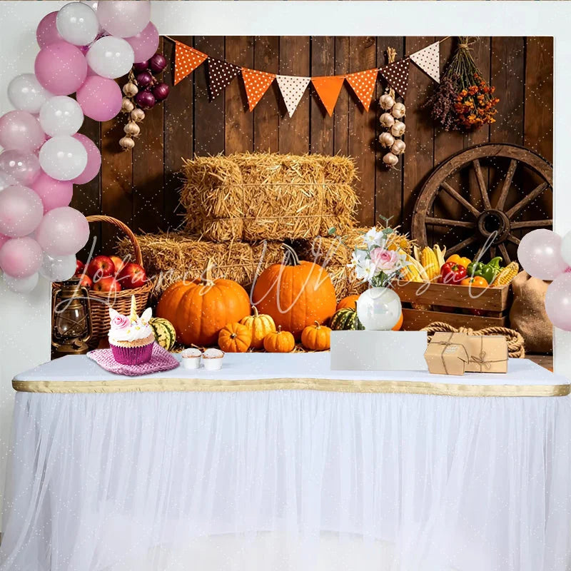 Lofaris Rustic Wooden Barn Thanksgiving Harvest Backdrop Autumn Fall Photography Background for Party Decoration