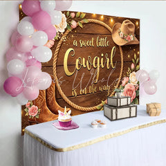 Lofaris Rustic Wooden Cowgirl Baby Shower Backdrop with Floral Roses and Boots Western Photo Background for a Sweet Little Girl Party Decor