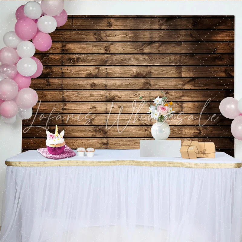 Lofaris Rustikaler brauner Holzbretter-Partyhintergrund Vintage-Holzwand für Fotoshootings Feiern und Events