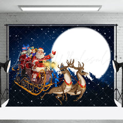 Lofaris Santa Delivering Gifts Moon Night Christmas Backdrop