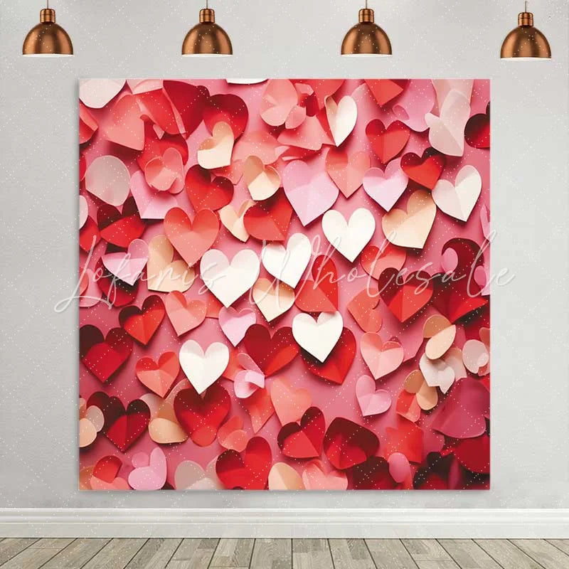 Lofaris Scattered Red and Pink Hearts Backdrop Valentines Day Pattern for Sweet Portrait Decor