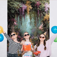 Lofaris Secret Forest Garden Backdrop Hanging Floral Vine and Colorful Flower Path for Spring