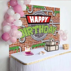 Lofaris Sewer Pipes Birthday Backdrop Brick Wall and Green Slime Party Background for Boys Birthday